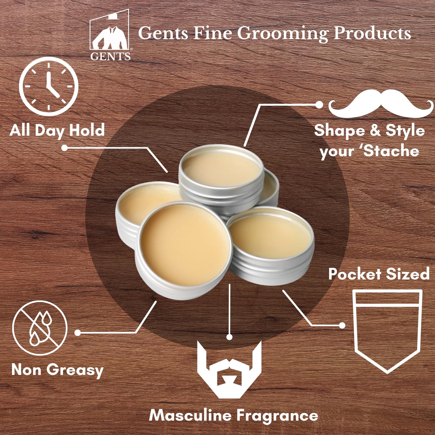 GENTS Mustache Wax Kit - Extra Strong Hold, Classic Mustache Wax with Folding Comb & Pocket Mustache Comb - Styling & Grooming Set for Men Beauty and Personal Care G.B.S