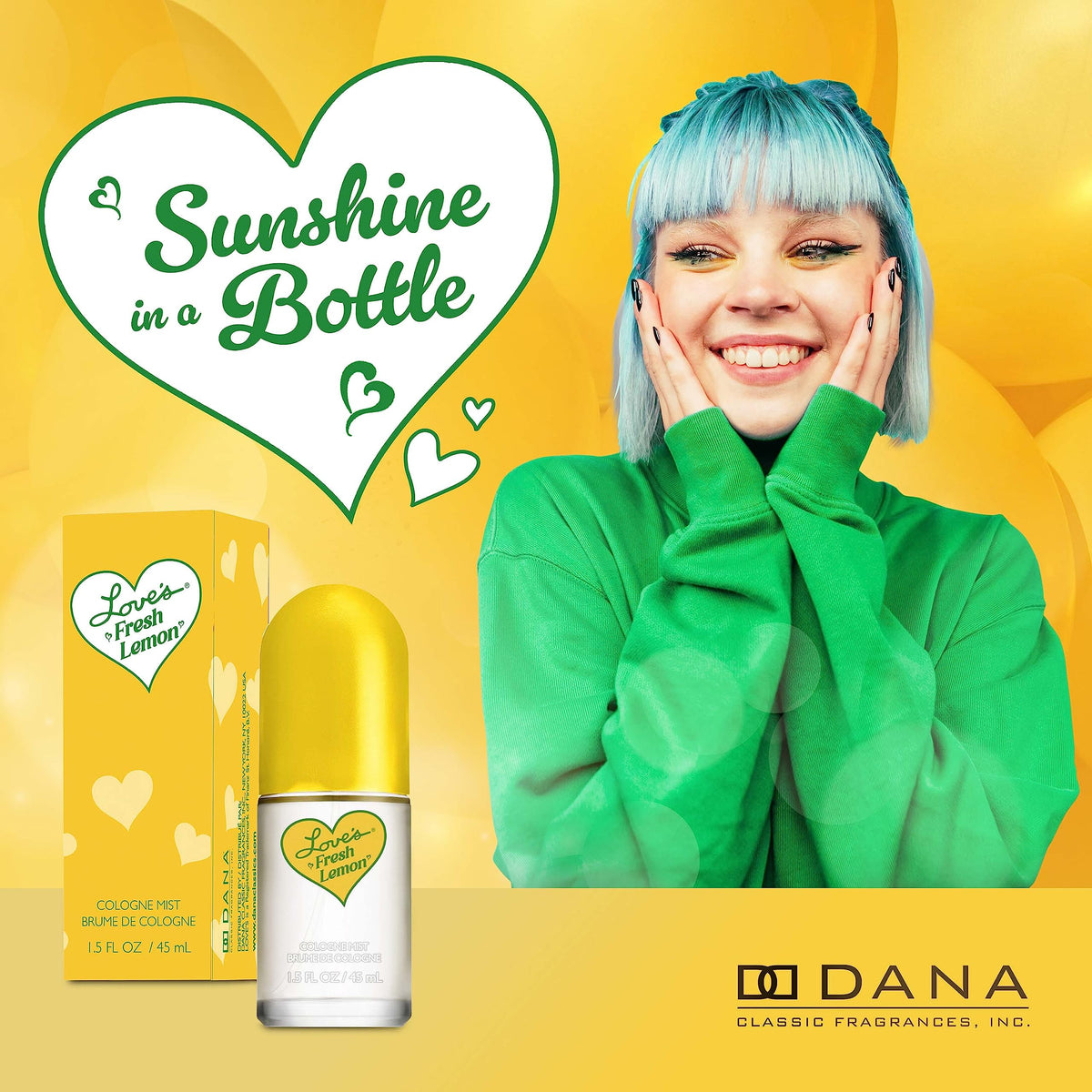 Dana Love's Fresh Lemon Cologne Mist 1.5 Fl. Oz. Invigorating and Uplifting Lemon Scented Body Mist for Women, Classic Fragrance for Everyday Beauty & Personal Care Dana