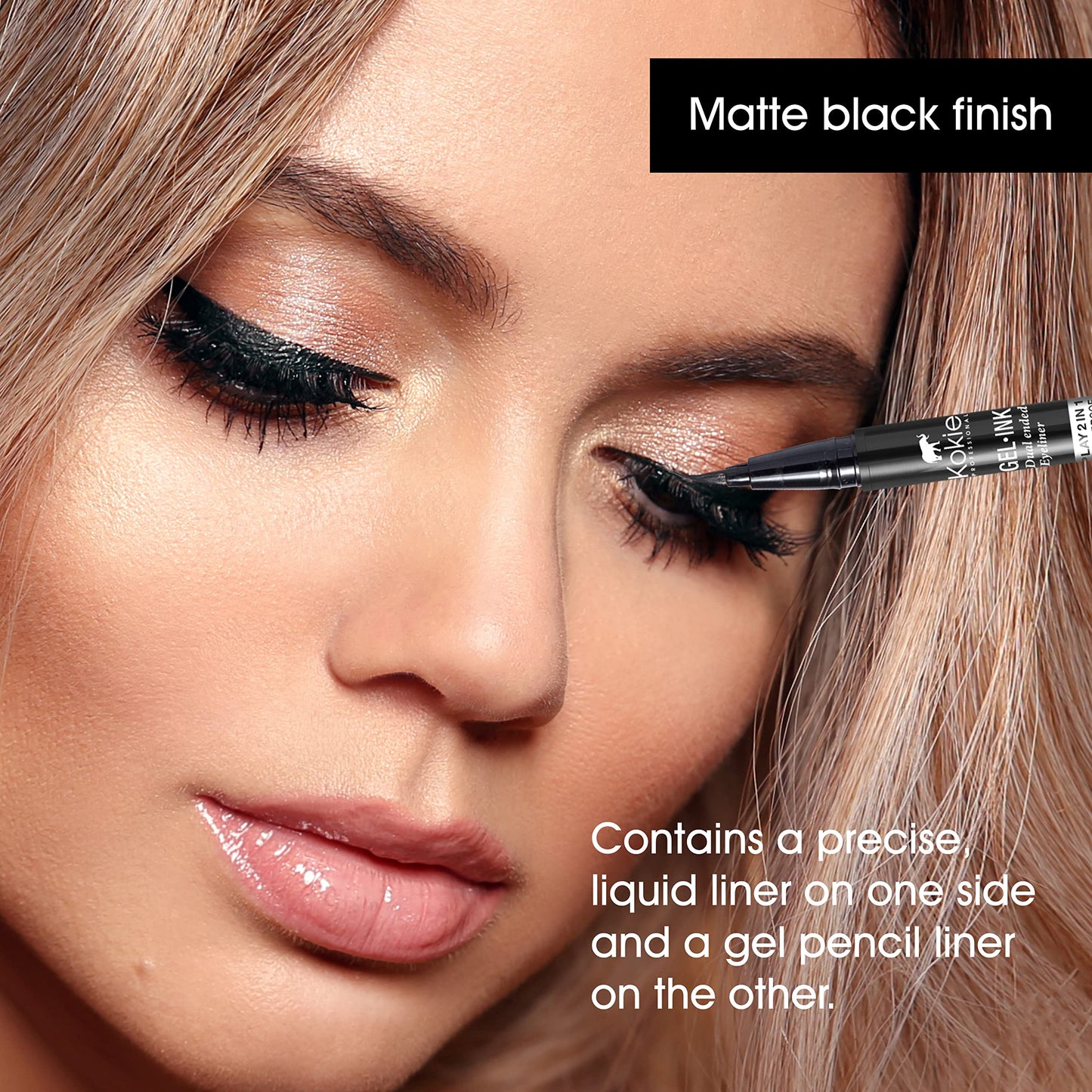 Kokie Gel Ink Dual Ended Eyeliner (Matte Black) Beauty & Personal Care Kokie