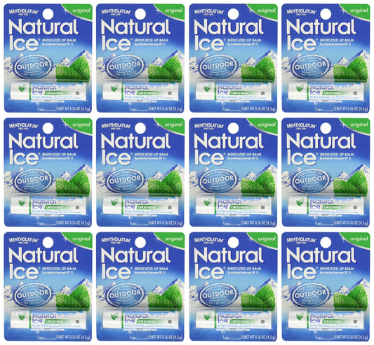 Mentholatum Natural Ice Medicated Lip Protectant Sunscreen, 0.16 Ounce (Pack of 12) Beauty and Personal Care Ever Ready First Aid