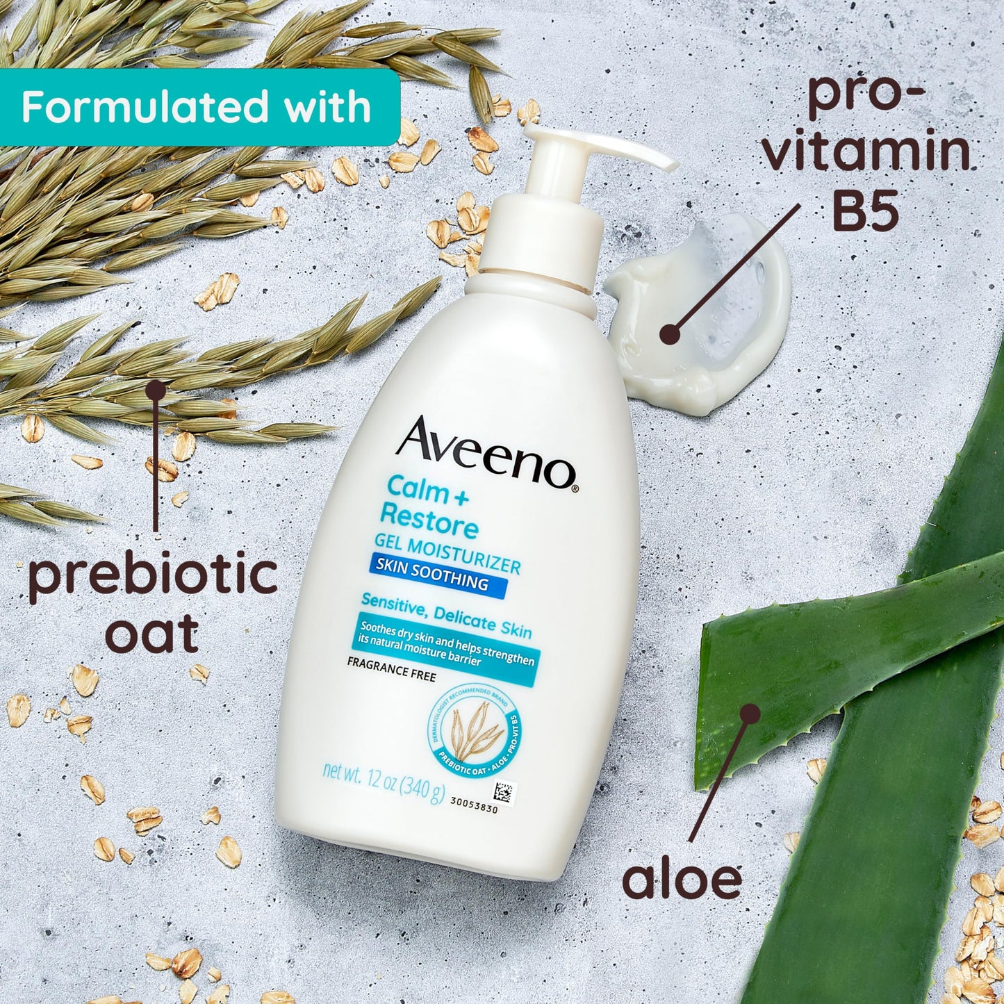 Aveeno Calm + Restore Body Moisturizer Gel for Sensitive Skin, Lightweight Moisturizer to Help Heal Dry Skin with Aloe Vera, Prebiotic Oat Beauty & Personal Care Aveeno