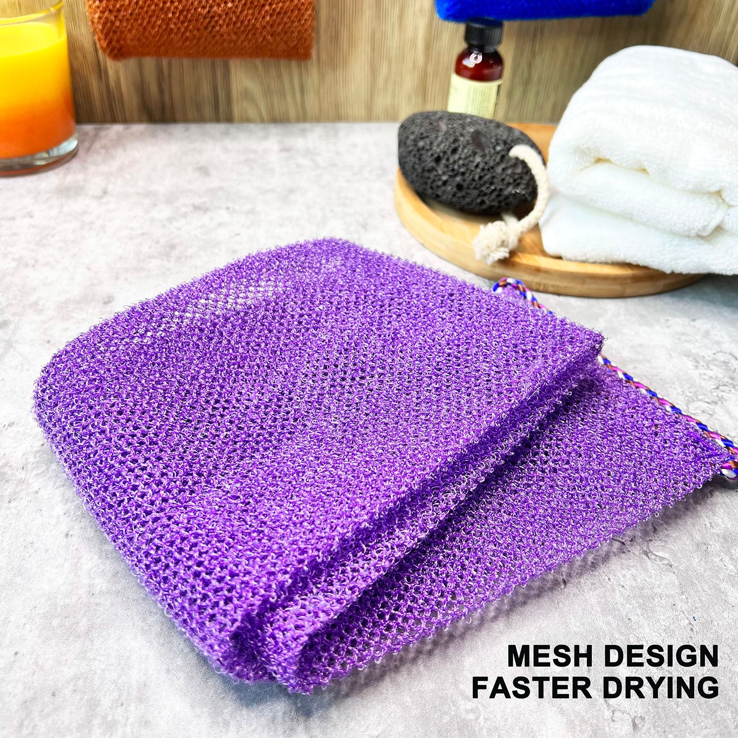 African Exfoliating Net, 3 Pieces Super Exfoliating Home Spa Weave Back Exfoliating Scrubber for Shower - Body Wash Cloths Deep Clean & Invigorate Beauty and Personal Care Mr.Cui'shop