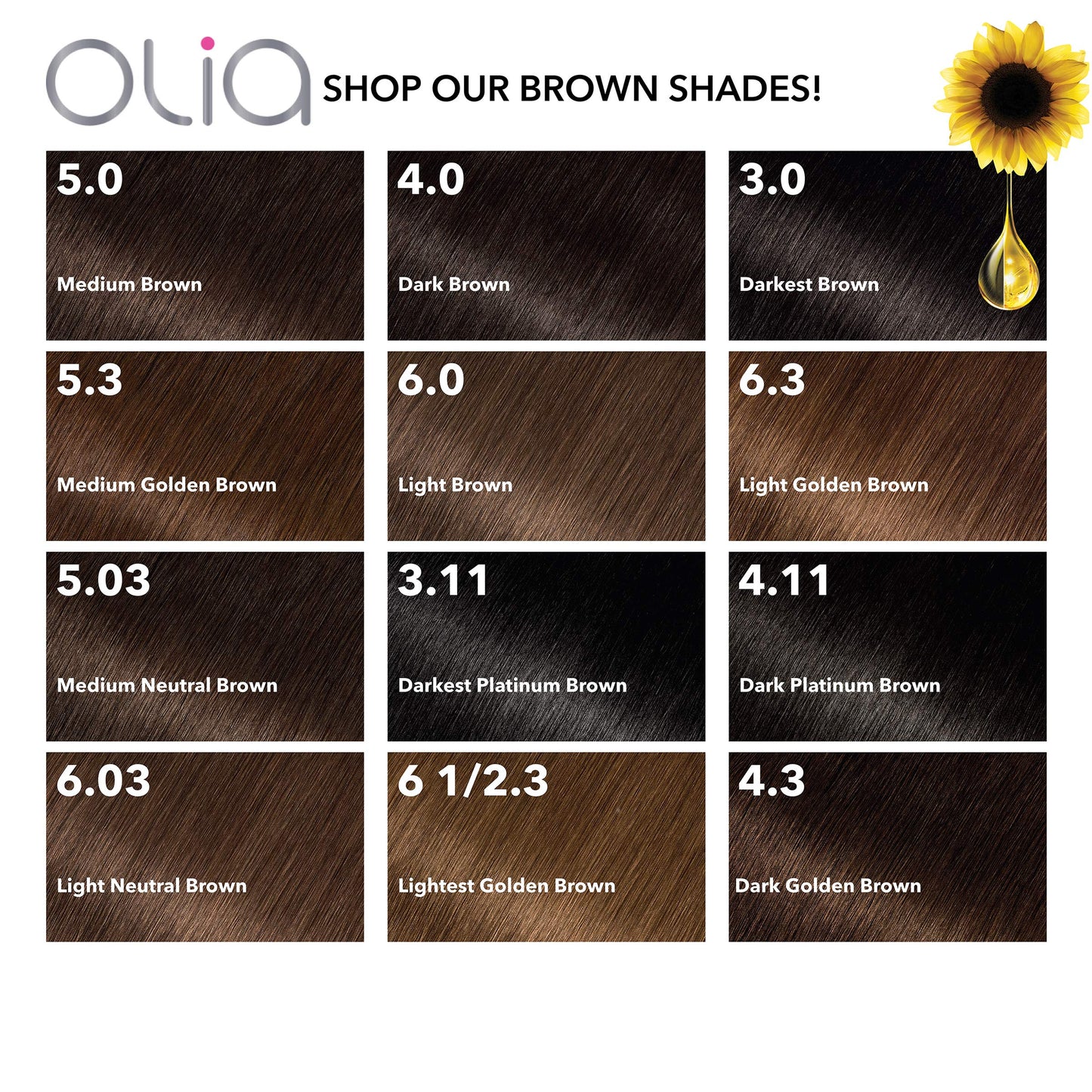 Garnier Olia Ammonia-Free Brilliant Color Oil-Rich Permanent Hair Color, 5.03 Medium Neutral Brown (Pack of 1) Brown Hair Dye Beauty & Personal Care Garnier
