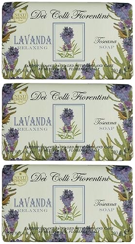 Saponeria Nesti Firenze:"Lavanda Toscana" Relaxing Triple Milled Perfumed Vegetal Soap,"Dei Colli Fiorentini" Line 8.8 Ounces (250g) Package (Pack Beauty & Personal Care Saponeria Nesti Firenze