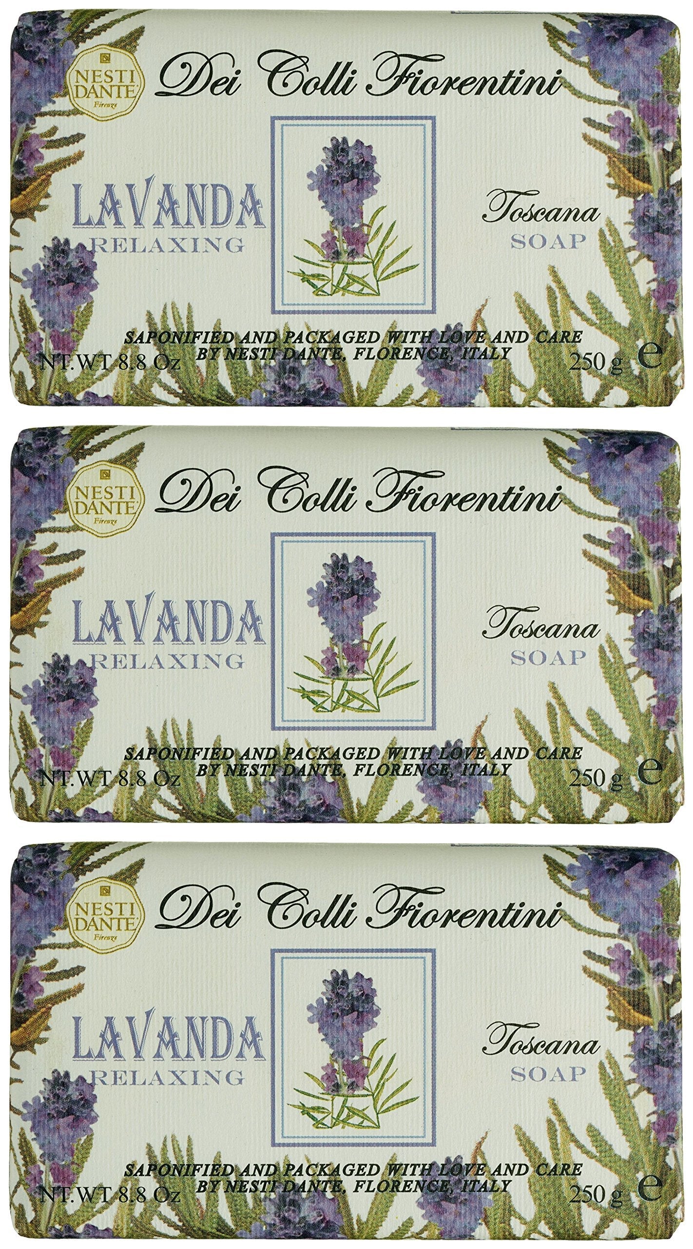 Saponeria Nesti Firenze:"Lavanda Toscana" Relaxing Triple Milled Perfumed Vegetal Soap,"Dei Colli Fiorentini" Line 8.8 Ounces (250g) Package (Pack Beauty & Personal Care Saponeria Nesti Firenze