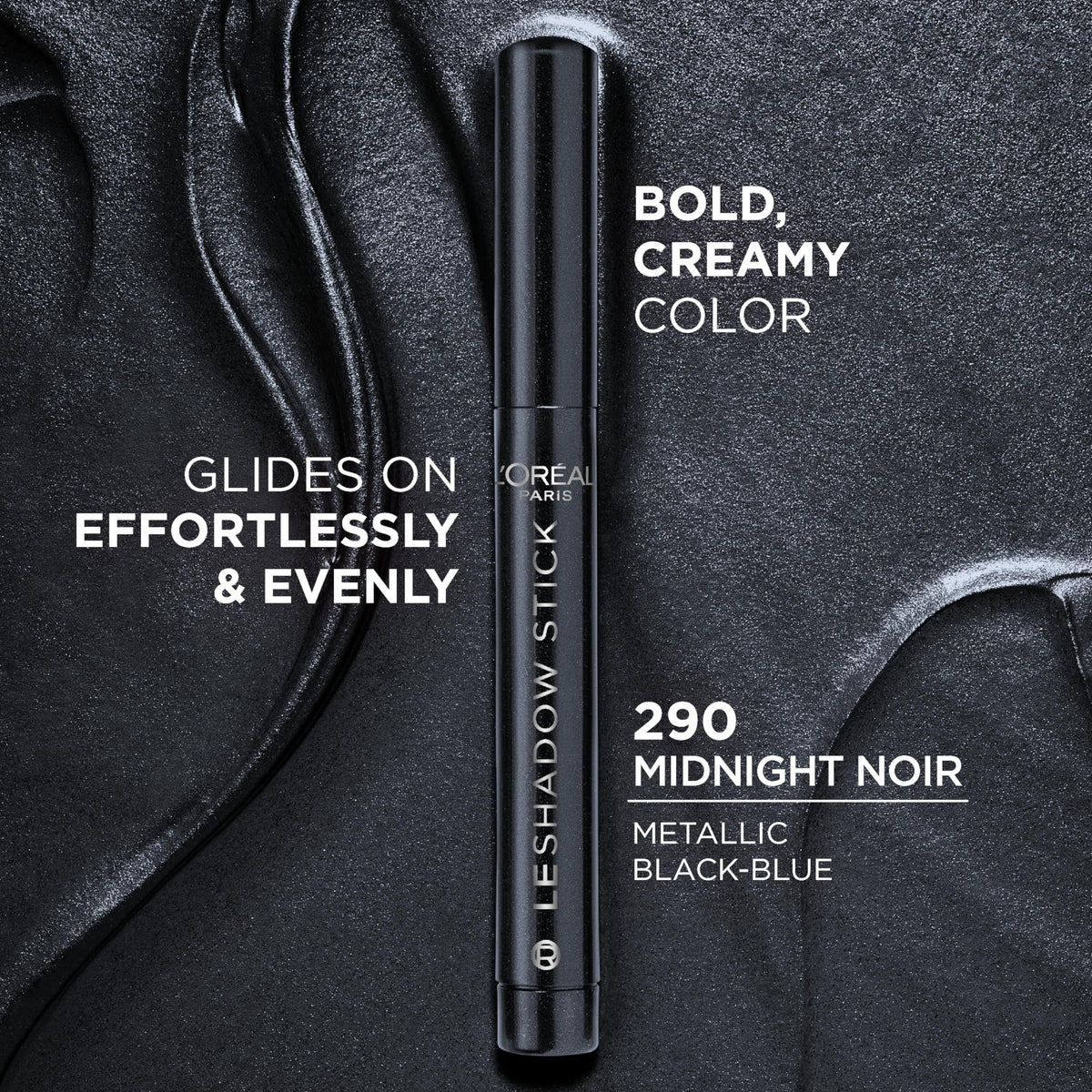 L'Oreal Paris Makeup Le Shadow Stick Eyeshadow, Blendable, Smudge-Resistant, Smokey Cream Eyeshadow, 290 Midnight Noir