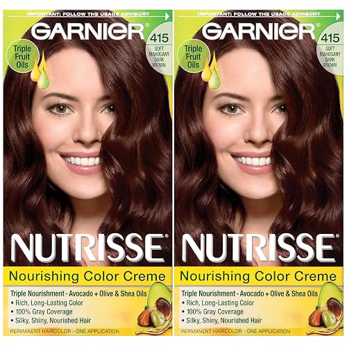 Garnier Hair Color Nutrisse Nourishing Creme, 415 Soft Mahogany Dark Brown (Raspberry Truffle), 2 Count Beauty & Personal Care Garnier