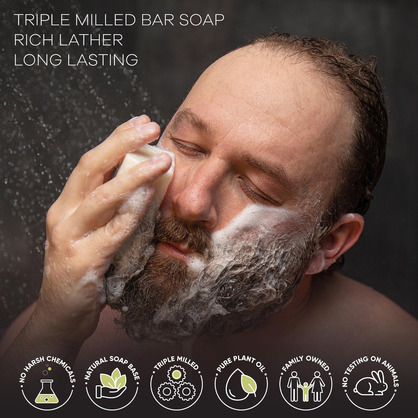 Australian Botanical Soap Men’s Body & Beard Bar Duo Pack - Goats Milk & Lemongrass, Triple Milled 6.6 oz Bars, 8 Pack - 4 Bars of Each Beauty & Personal Care Australian Botanical Soap