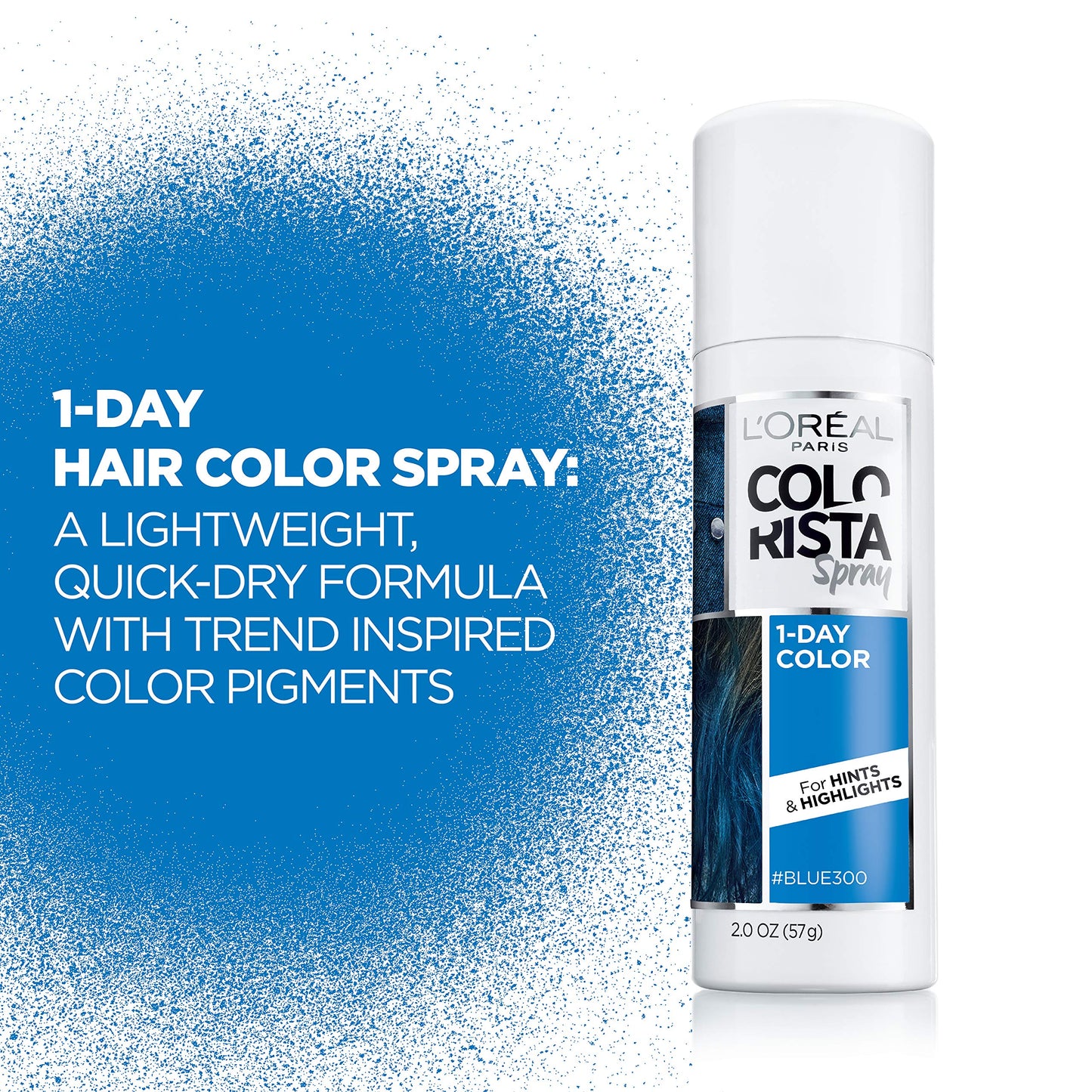 L'Oreal Paris Colorista 1-Day Washable Temporary Hair Color Spray, Blue, 2 Ounces Beauty & Personal Care L'Oreal Paris