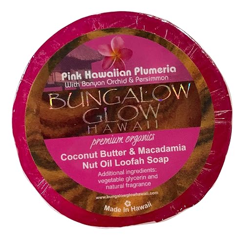 Bubble Shack Hawaii Bungalow Glow Premium Organics Loofah Soap (Pink Hawaiian Plumeria) Beauty & Personal Care Bungalow Glow Hawaii