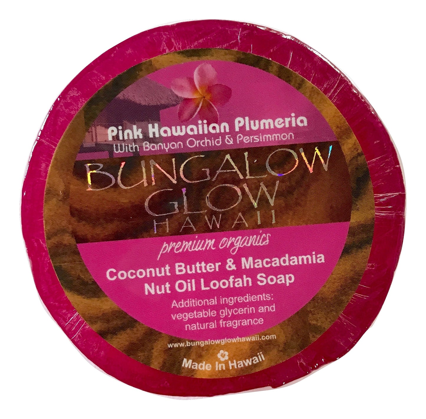 Bubble Shack Hawaii Bungalow Glow Premium Organics Loofah Soap (Pink Hawaiian Plumeria) Beauty & Personal Care Bungalow Glow Hawaii