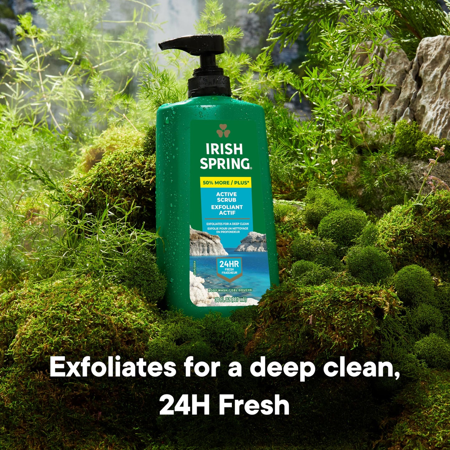Irish Spring Active Scrub Exfoliating Body Wash for Men, 24-Hour Fresh, Biodegradable Ingredients, Paraben Free, Cool Fresh Scent, 30 fl oz Pump Beauty & Personal Care Irish Spring