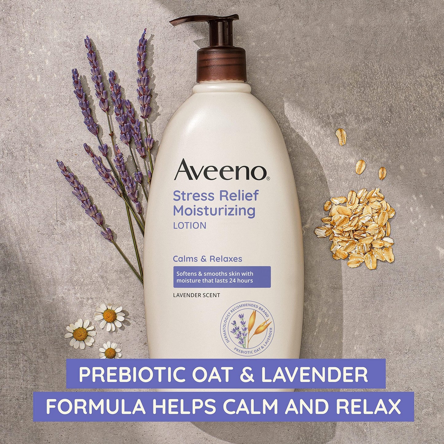 Aveeno Stress Relief Moisturizing Body Lotion with Lavender Scent, Natural Oatmeal to Calm & Relax, Non-Greasy Daily Stress Relief Lotion, 18 fl. oz Beauty & Personal Care Aveeno