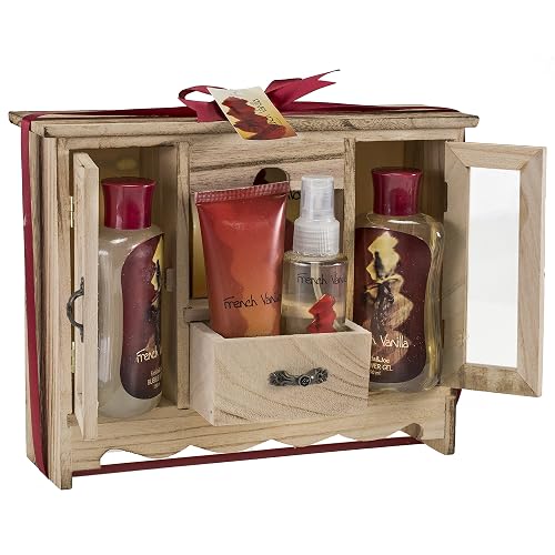 Bath and Body Gift Basket For Women and Men French Vanilla Bath & Body Collection Gift Curio, Includes Shower Gel, Bubble Bath, Body Lotion & More Beauty & Personal Care Freida and Joe