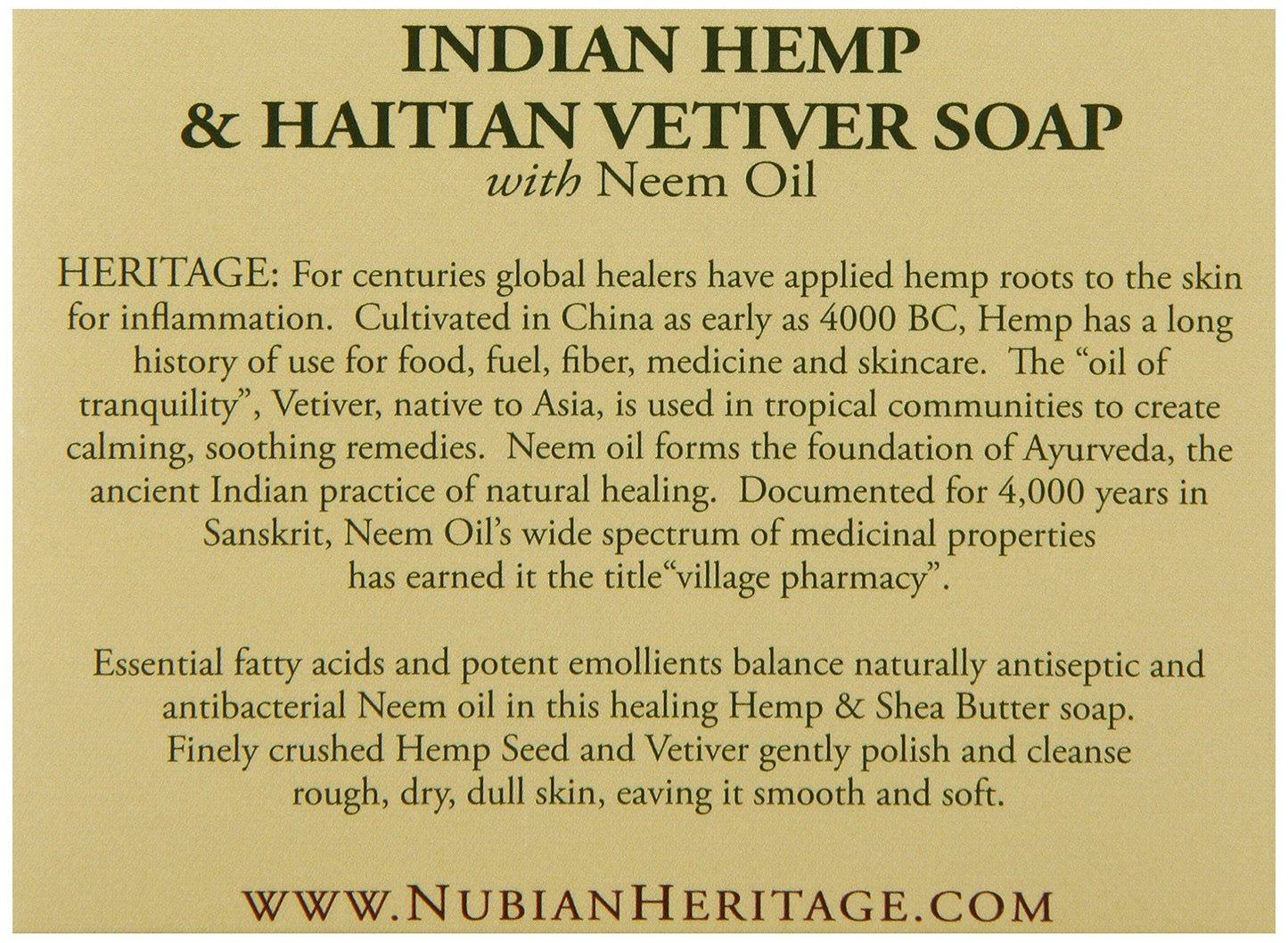 NUBIAN HERITAGE BAR SOAP,INDIAN HEMP, 5 OZ(Single pack) Beauty & Personal Care Nubian Heritage