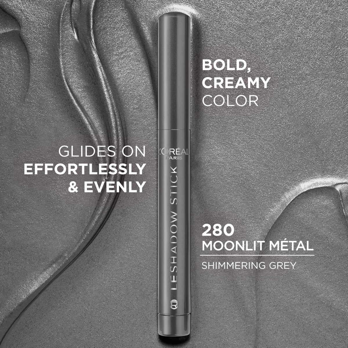 L'Oreal Paris Makeup Le Shadow Stick Eyeshadow, Blendable, Smudge-Resistant, Smokey Cream Eyeshadow, 280 Moonlit Metal