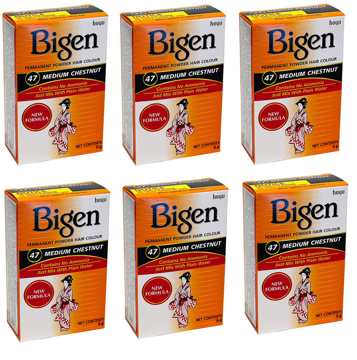 Bigen Powder Hair Color #47 Medium Chestnut .21 oz. (Case of 6) Beauty & Personal Care Bigen