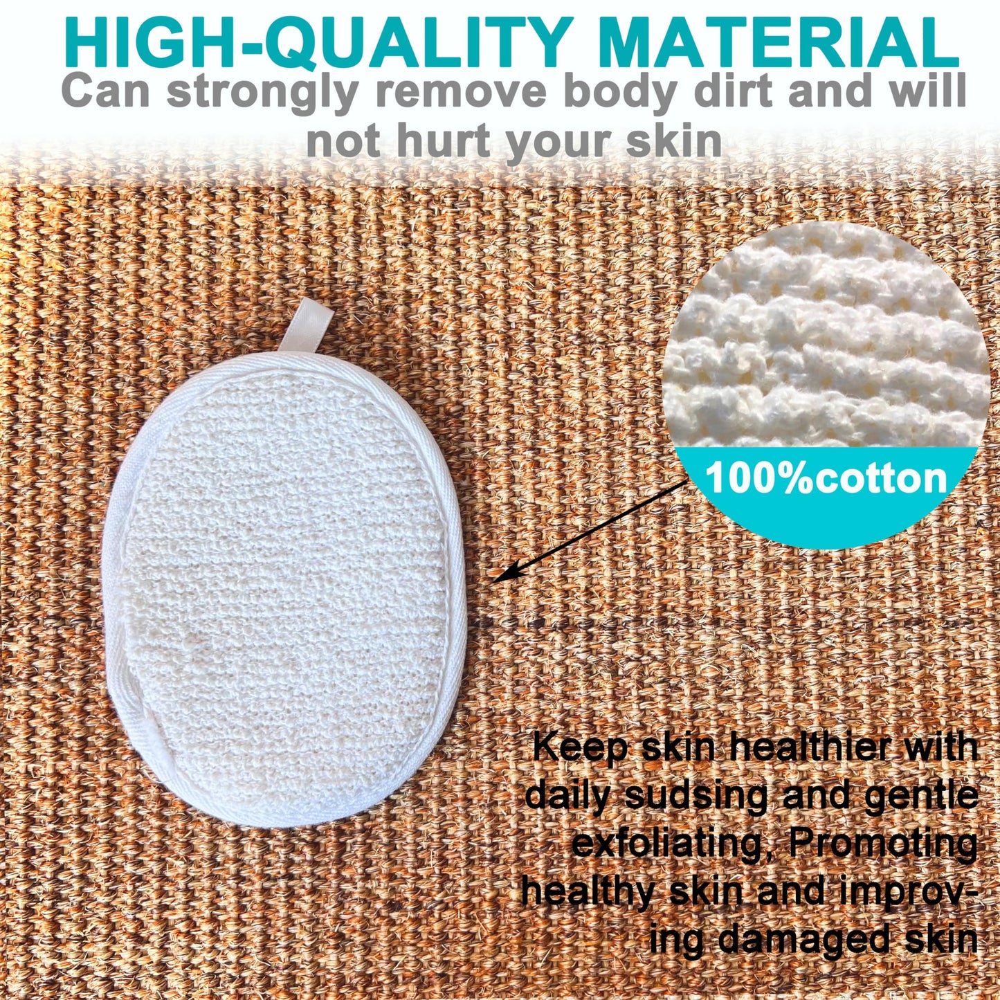 6 pcs/Set 4.3"×5.7" Natural Exfoliating Face Body Pad Loofah Sponge Facial Brush - Shower Scrubber - Body Bath Spa for Men & Women, Renewable Resource Beauty & Personal Care Mr.Cui'shop