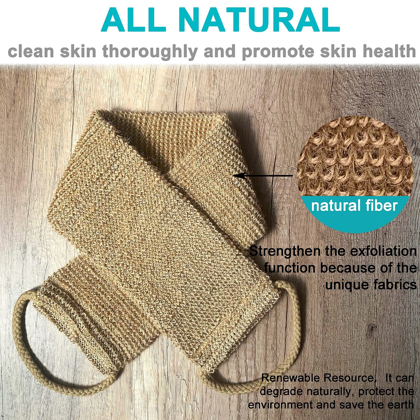 Large Natural Exfoliating Hemp Back Scrubber for Shower for Men and Women - Deep Clean & Invigorate Your Skin - Machine Wash and Dry - Double Sided Beauty & Personal Care Mr.Cui'shop