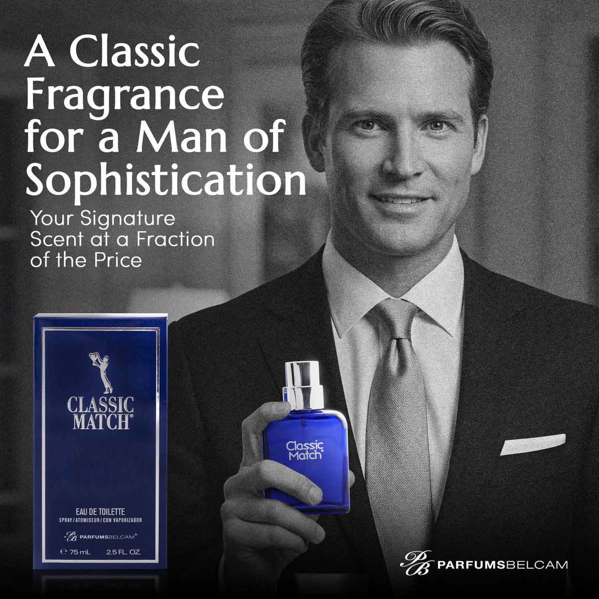 PB ParfumsBelcam Blue Classic Match Eau de Toilette Spray for Men - Modern Citrus Fougere Fragrance, Notes of Melon, Moss and Patchouli, Cologne Beauty & Personal Care PB ParfumsBelcam