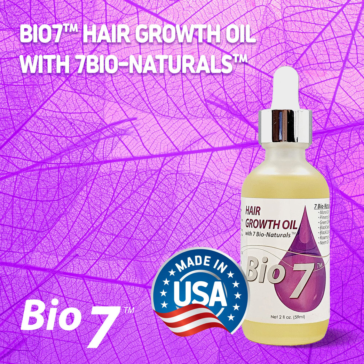 BIO7 Hair Growth Oil Drops for Scalp, 2 Fl Oz