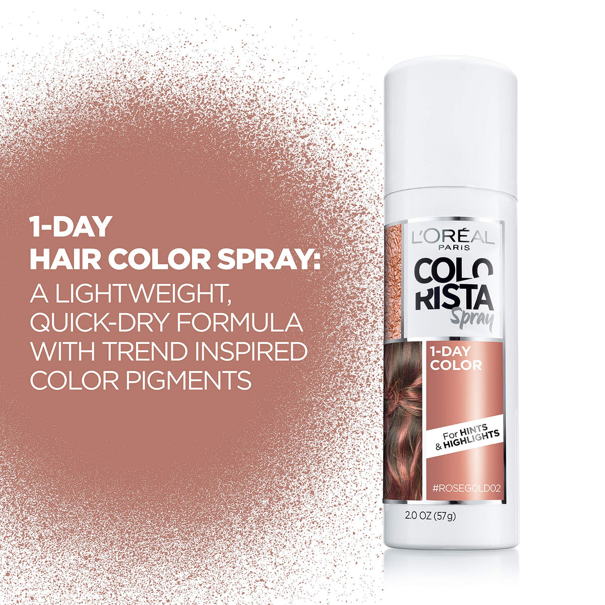 L'Oreal Paris Colorista 1-Day Washable Temporary Hair Color Spray, Rose Gold, 2 Ounces Beauty & Personal Care L'Oreal Paris