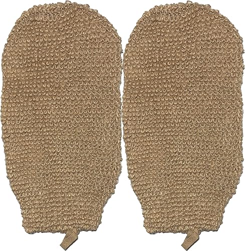 2 Pack 100% Natural Exfoliating Hemp Glove Mitt Mitten - Bath Sponge Scrubber Remove Dead Skin - Deep Clean & Invigorate Your Skin - Machine Wash Beauty & Personal Care Mr.Cui'shop