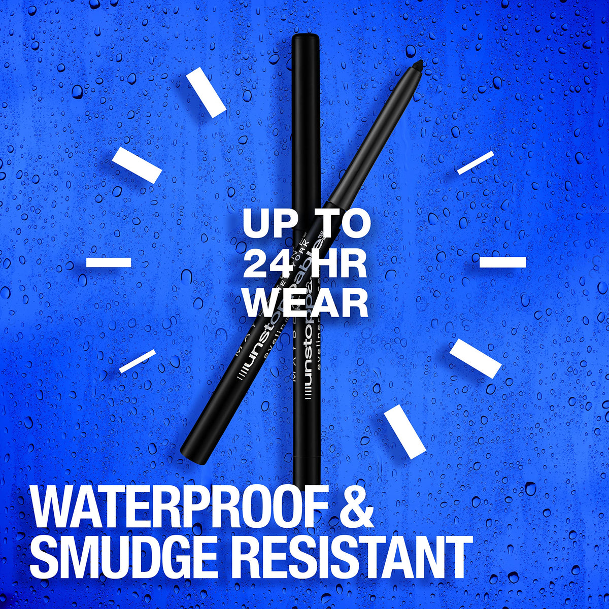 Maybelline Unstoppable Waterproof Mechanical Blue Eyeliner Pencil, Easy to Apply, Smooth Glide, Up to 24 Hour Wear, Sapphire, Pack of 2 Beauty & Personal Care MAYBELLINE