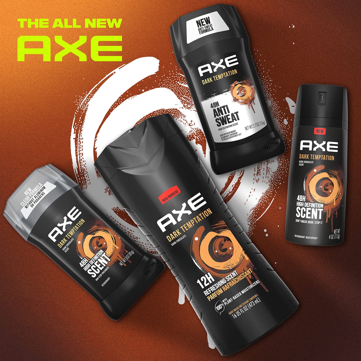 AXE Antiperspirant Stick For Men For Long Lasting Freshness Dark Temptation All Day Fresh Scent 48 Hour Anti Sweat Mens Deodorant 2.7oz 4 Count Beauty and Personal Care AXE