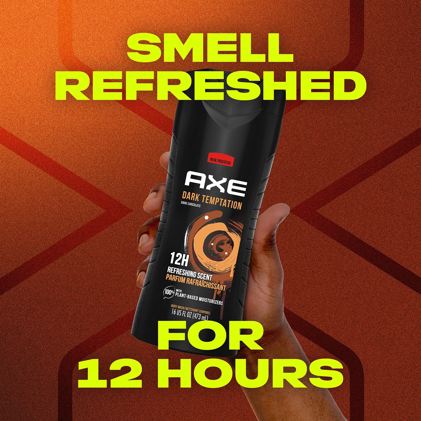 AXE Body Wash 12h Refreshing Scent Dark Temptation Dark Chocolate Men's Body Wash with 100 percent Plant-Based Moisturizers 16 oz Beauty & Personal Care AXE