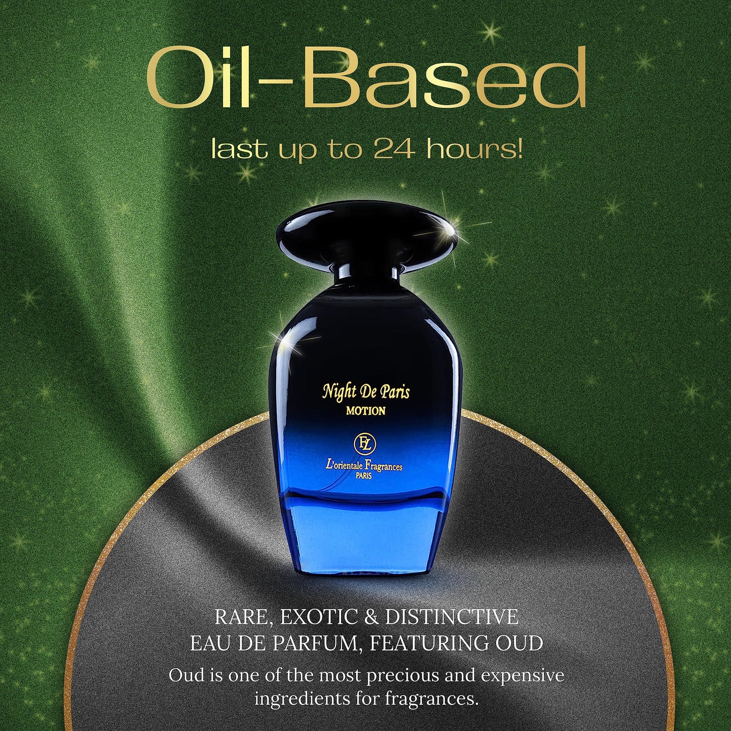 L'Orientale Fragrances Night De Paris in Motion 100ml / 3.3oz - Oil-Based Perfumes for Women & Men, Unisex Amber Vanilla Eau de Parfum w/Bergamot - Beauty & Personal Care LOrientale Fragrances