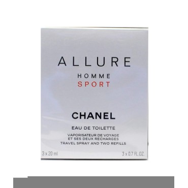 CHANEL Allure Homme Sport Eau De Toilette Travel Spray (With Two Refills) - 3x20ml/0.7oz, clear, fresh Natural, 2.1 Fl Oz