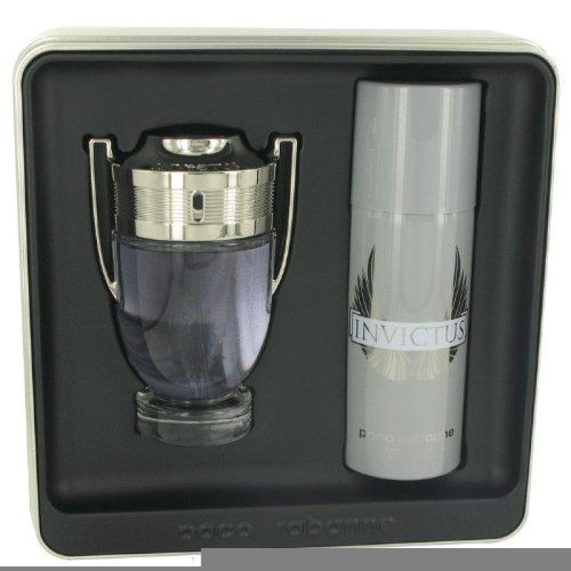 Invictus By Paco Rabanne Gift Set -- 3.4 Oz Eau De Toilette Spray + 5.1 Oz Deodorant Spray Men