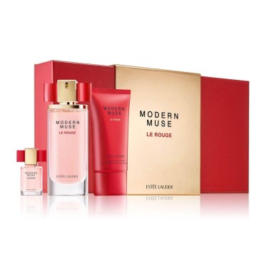 Estee Lauder Modern Muse Le Rouge 3 Piece Set: 1.7 Oz Eau de Parfum Spray + 2.5 oz Shimmering Body Lotion + .14 oz Eau de Parfum Purse Spray