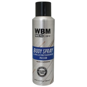 WBM Care Men Care Body Spray Nourish & Renewal Long Lasting Fragrance Passion Nourish & Renewal 6.35 fl.oz / 180ml