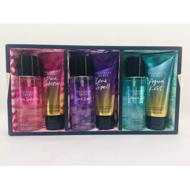 Victoria's Secret Gift Set Love Spell - Aqua Kiss - Pure Seduction Fragrance Mist And Lotion