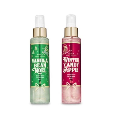 Bath and Body Works - Vanilla Bean Noel and Winter Candy Apple - Diamond Shimmer Mist - 2 pc Gift Set (Winter 2019)