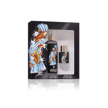 ED HARDY Koi Wave Eau de Parfum Spray 2 Piece Gift Set, Unisex Fragrance for Men and Women
