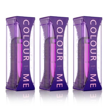 COLOUR ME Purple - Fragrance for Women - 3.4oz Eau de Parfum, by Milton-Lloyd (Pack of 3, 3 x 3.4oz)