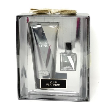 Victoria's Secret Eau de Parfum .25 oz. & Fragrance Lotion 3.4 oz Mini Perfume Gift Set, Very Sexy Platinum for Him
