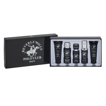Beverly Hills Polo Club BHPC Sexy 5 Piece Gift Set Collection (Hair & Body Wash Deodorant Cologne Body Spray After Shave)