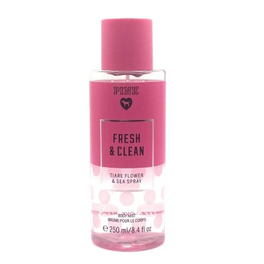 Victoria's Secret Pink Fresh & Clean Scented Body Mist Tiare Flower & Sea Spray 8.4 Ounce