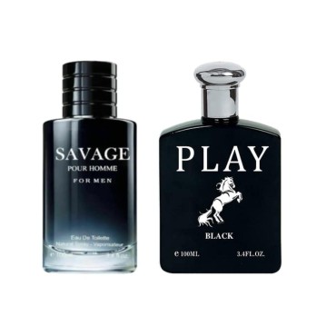 Lomitin Savage Pour Home & Play Black Cologne for Men, Eau De Toilette Natural Spray, (Inspired by Sauvage & Pool Black) 3.4oz Fl Oz/100ml each (Pack of 2)