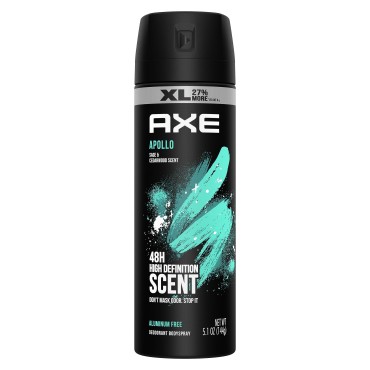 Axe Apollo Deodorant Body Spray For Men, 48H Odor Protection Sage & Cedarwood Aluminum Free Body Spray Deodorant 5.1oz
