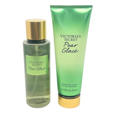 Victoria's Secret Pear Glace Fragrance Mist 8.4oz and Fragrance Lotion 8oz - Set