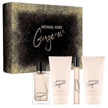 Michael Kors Gorgeous for Women - 4 Pc Gift Set 3.4oz EDP Spray, 3.4oz Body Lotion, 3.4oz Shower Gel, 0.33 oz EDP Spray