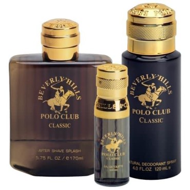 Beverly Hills Polo Club BHPC Men's Essential Collection, includes Eau De Toilette, Deodorant Body Spray & After Shave Lotion (Classic)
