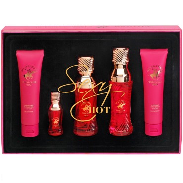 Beverly Hills Polo Club BHPC Perfume Gift Set for Women | 5 Piece Eau de Toilette Body Mist Cream Shower Gel Fragrances (Hot)