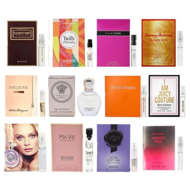 Set of 12 Women's Perfume Samples Vials with Velvet Bag