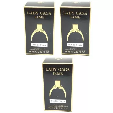Pack of 3 LADY GAGA FAME 0.5oz Eau de Parfum Spray BLACK FLUID PERFUME NIB 3607342540194